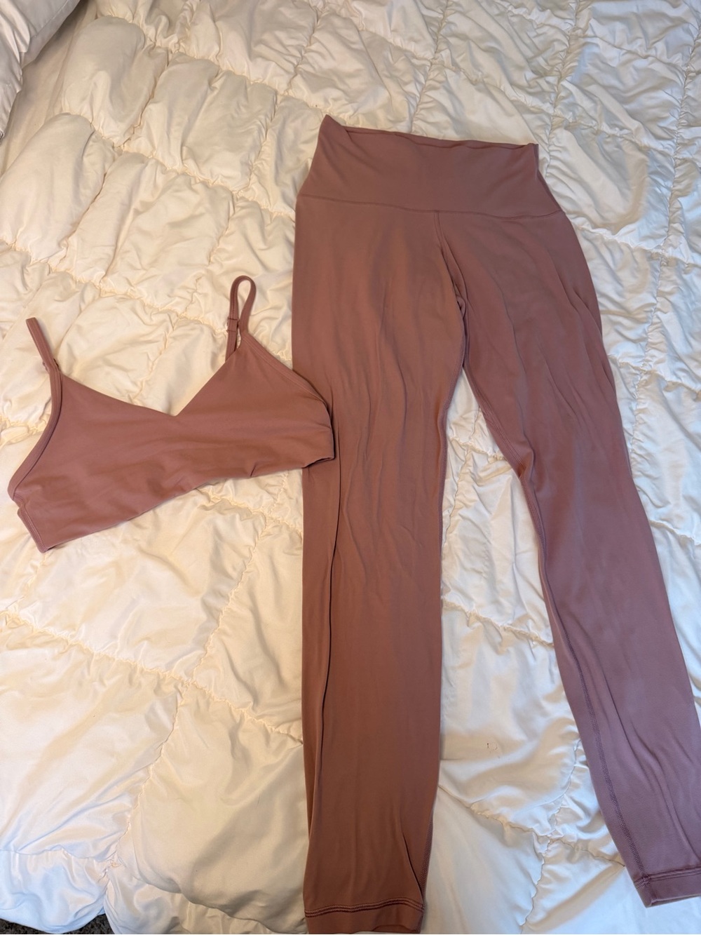 Aritzia mauve buttery leggings & bra